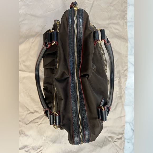 MZ Wallace Jane Tote Large Chocolate Brown Nylon Multi-Zip Leather Handles - Picture 4 of 12